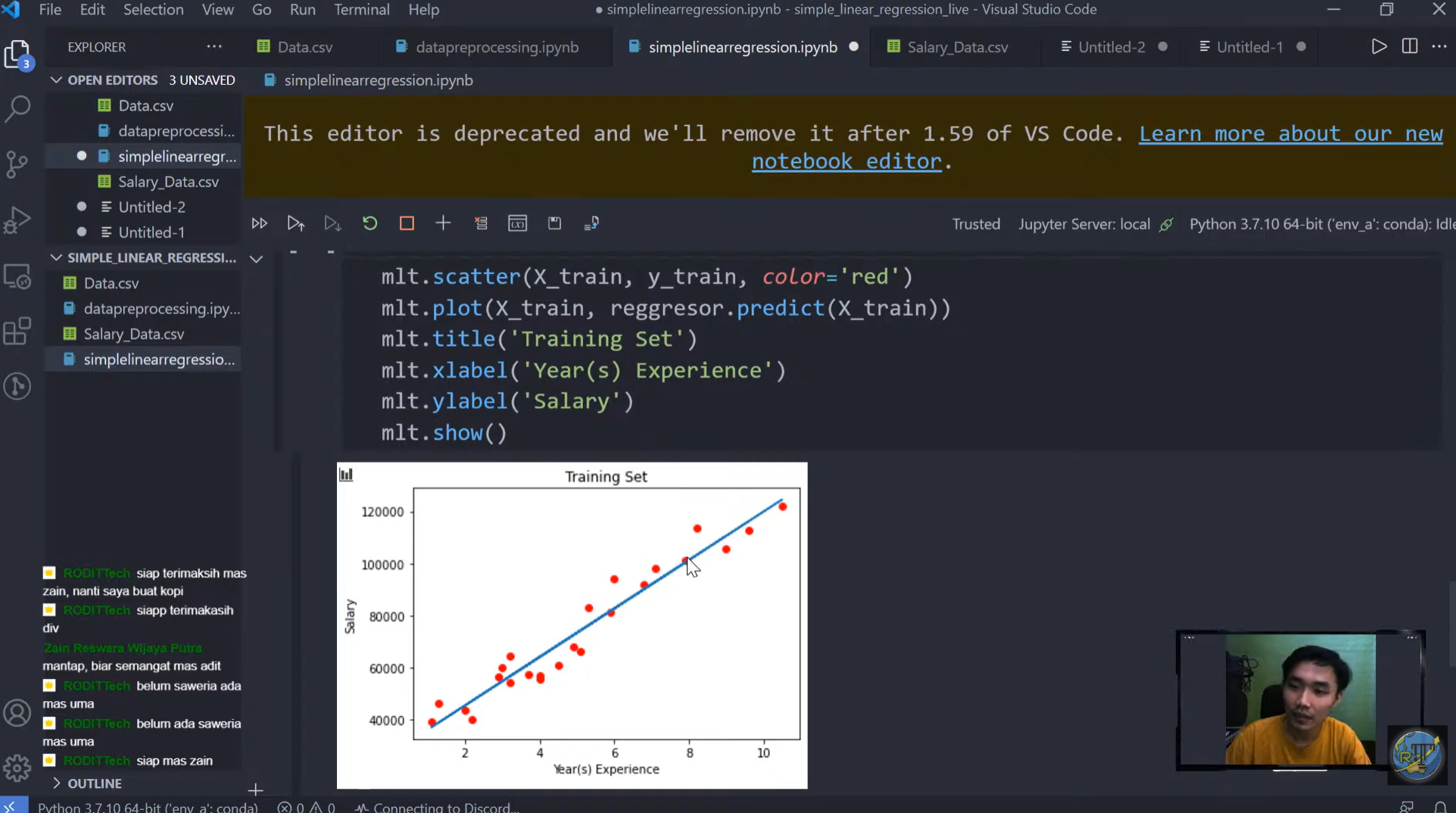 Machine Learning - Simple Linear Regression (+ DataPreprocessing)